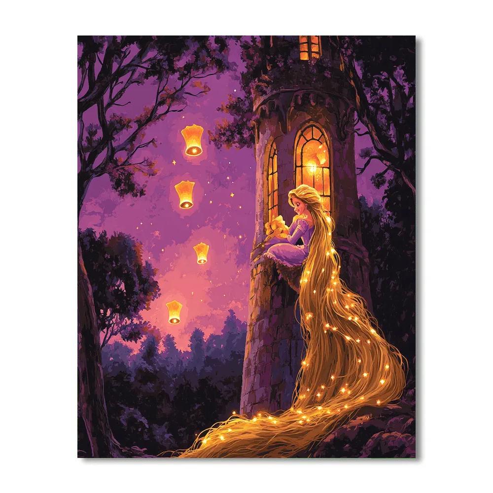 Pascal Lantern Tower Evening With Rapunzel Disney Inspired Number painting