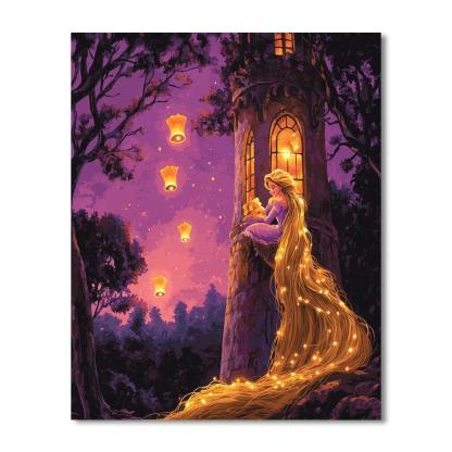 Pascal Lantern Tower Evening With Rapunzel Disney Inspired Number painting