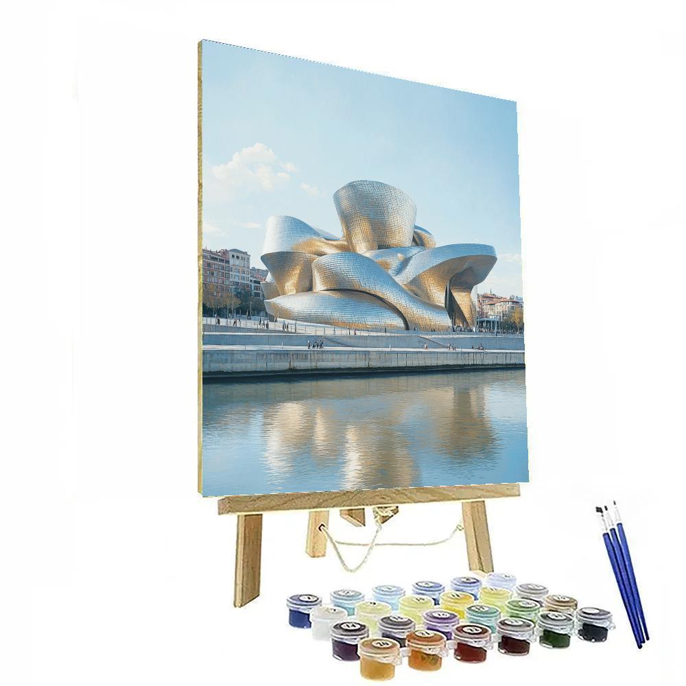 Guggenheim Museum Curves Along The River Bilbao Spain paint by number