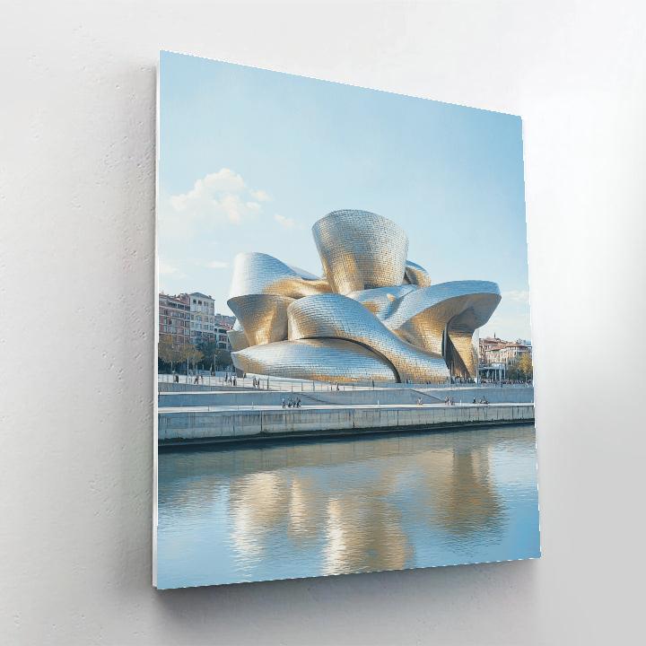 Guggenheim Museum Curves Along The River Bilbao Spain paint by number