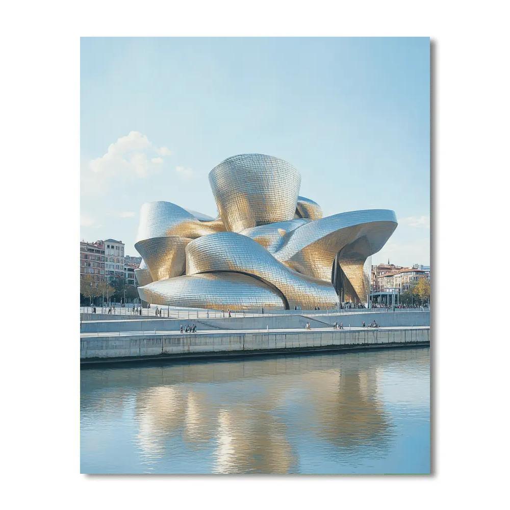 Guggenheim Museum Curves Along The River Bilbao Spain paint by number