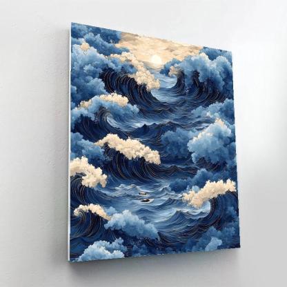 Katsushika Hokusai Inspired Storm Over Ocean Waves Number painting