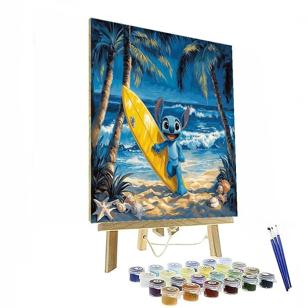 Stitch Tropical Surf Shore Fun Disney Inspired Number painting