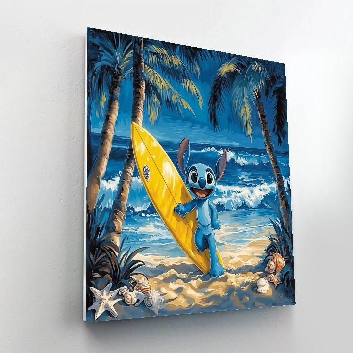 Stitch Tropical Surf Shore Fun Disney Inspired Number painting