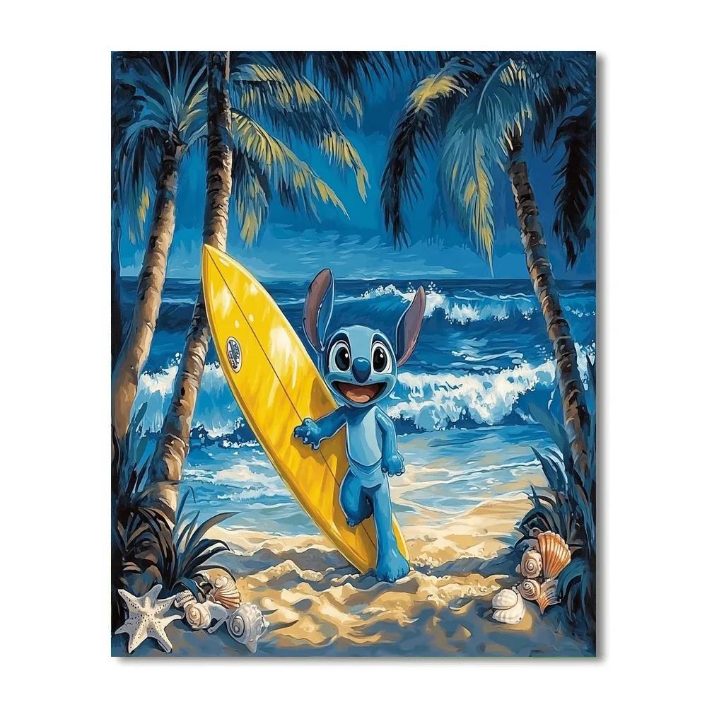 Stitch Tropical Surf Shore Fun Disney Inspired Number painting