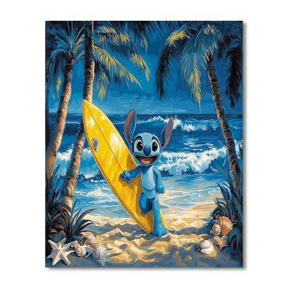 Stitch Tropical Surf Shore Fun Disney Inspired Number painting