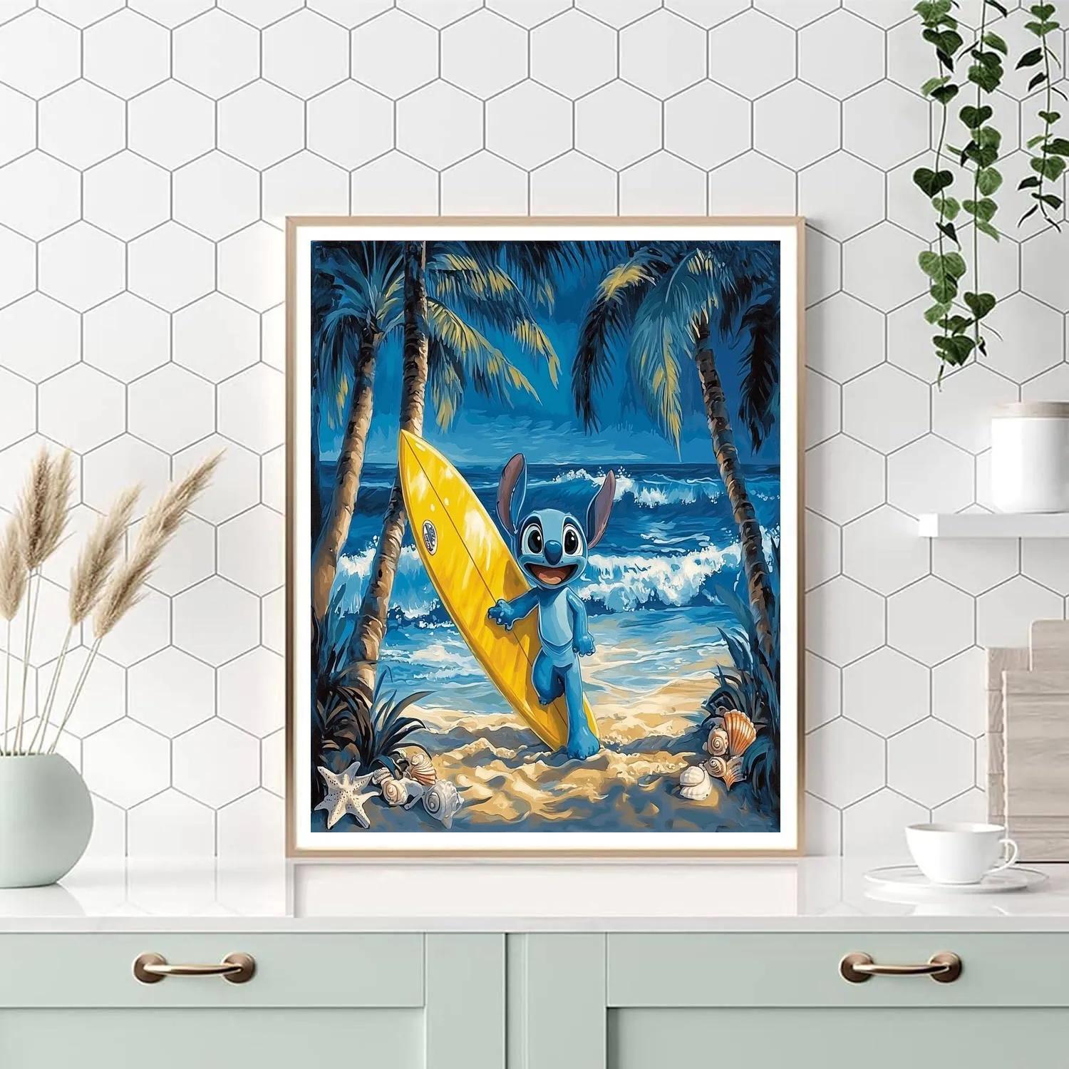 Stitch Tropical Surf Shore Fun Disney Inspired Number painting