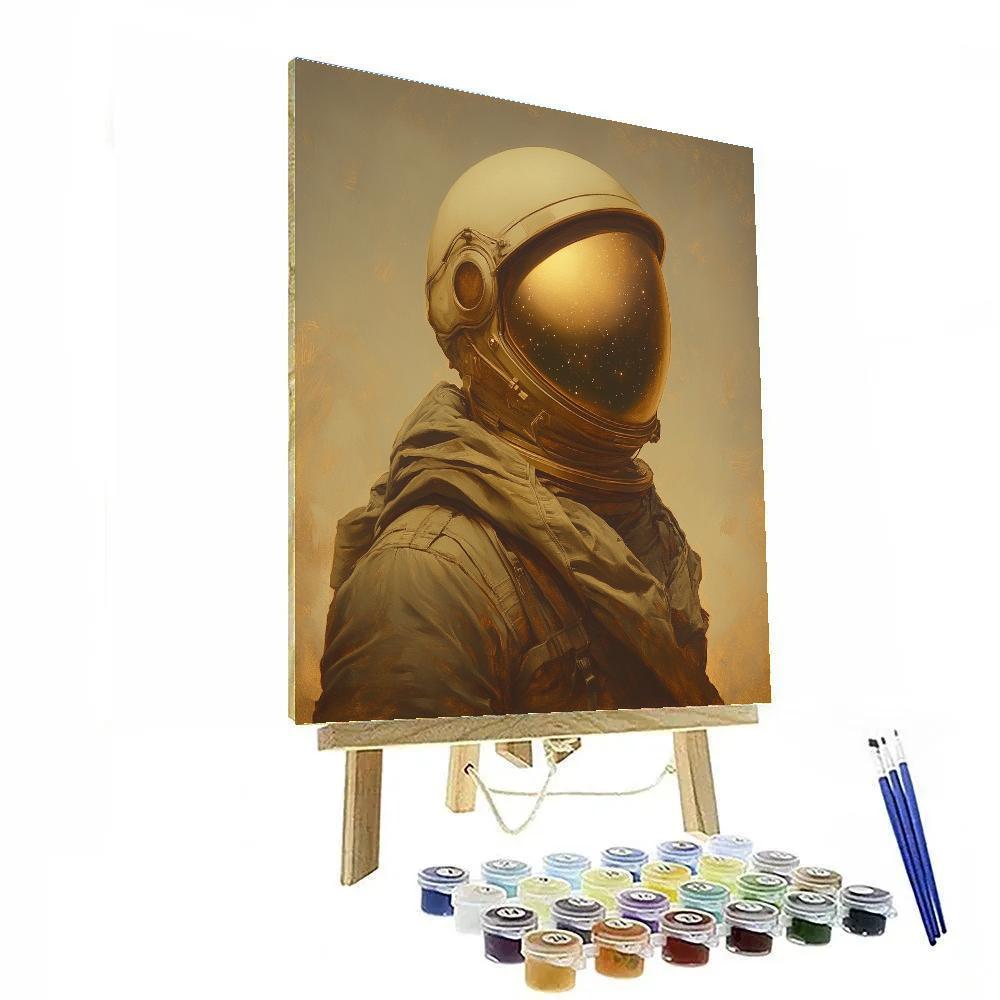 Leonardo Da Vinci Inspired Renaissance Astronaut Portrait paint by number