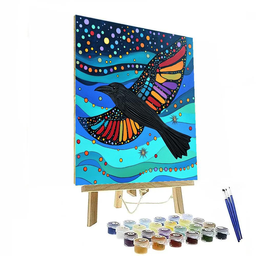 Norval Morrisseau Inspired Aurora Raven Of The Spirit Wind painting number kit