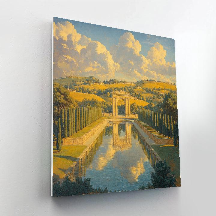 Raphael Inspired Triumphal Arch Over A Reflecting Canal Number painting
