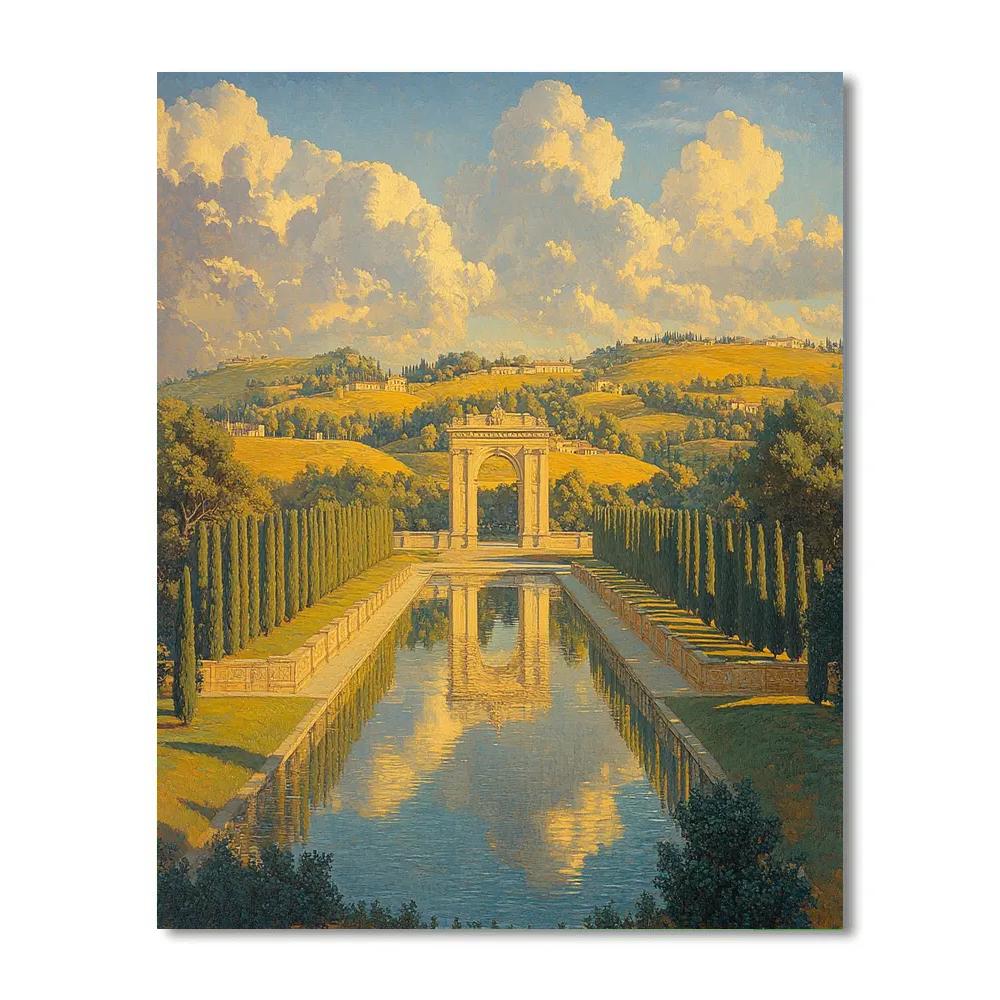 Raphael Inspired Triumphal Arch Over A Reflecting Canal Number painting