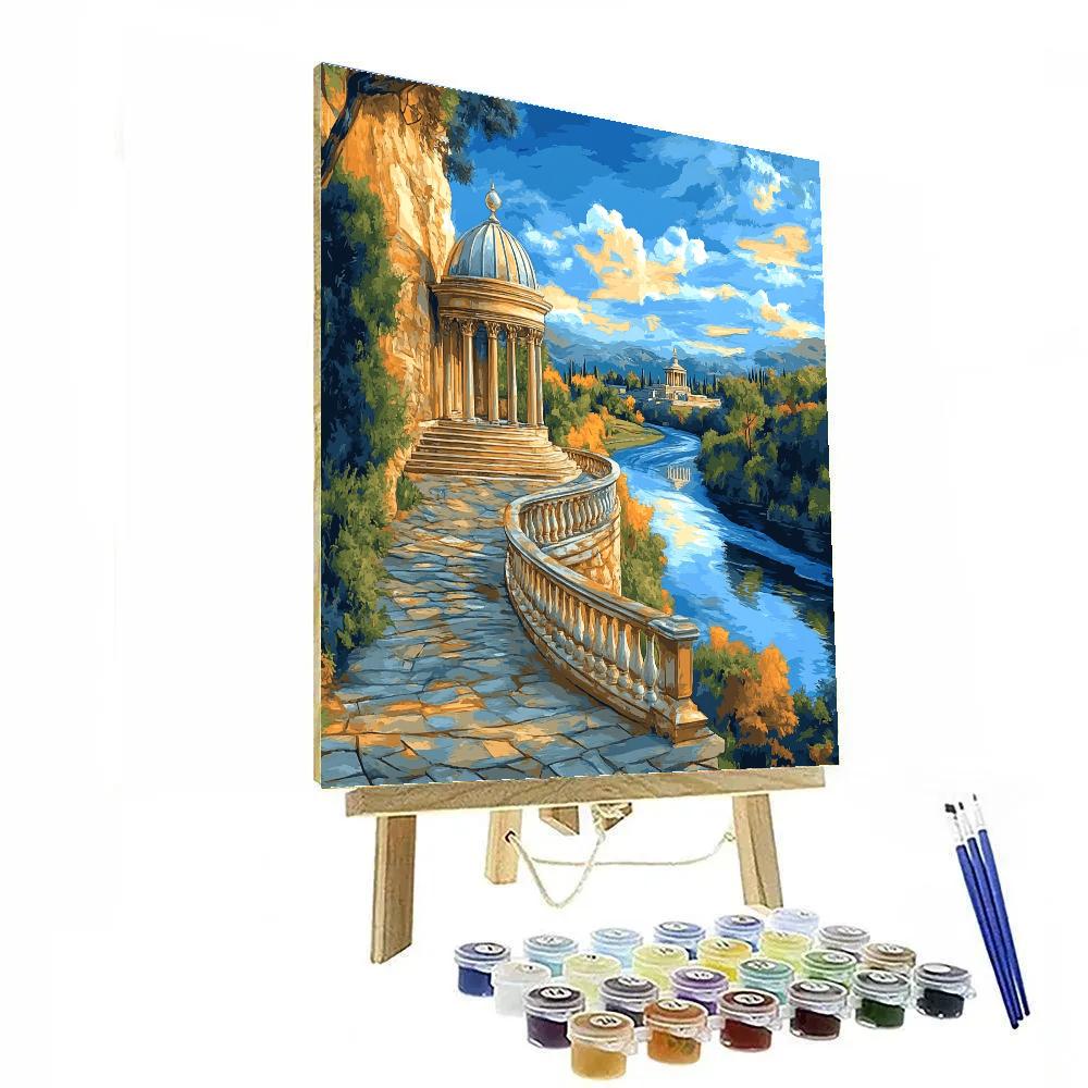 Raphael Inspired Dome Terrace Above A Spiral River Valley painting number kit
