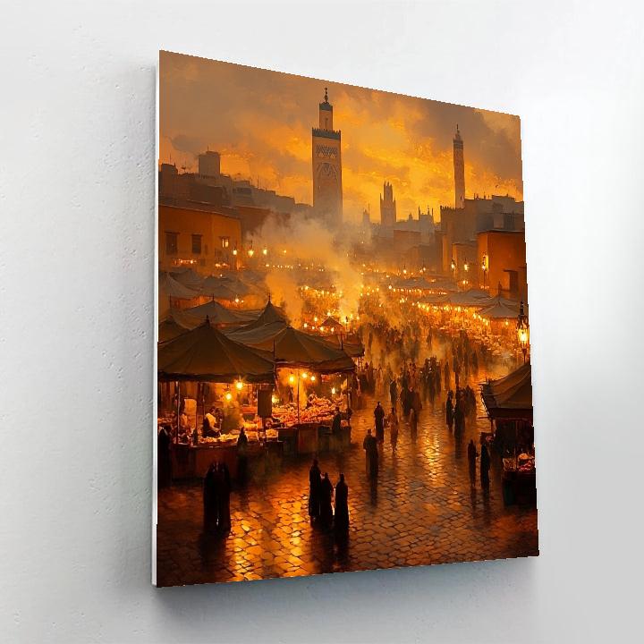 Jemaa El Fnaa Square Evening Food Stalls Marrakech Morocco Paint by numbers kits
