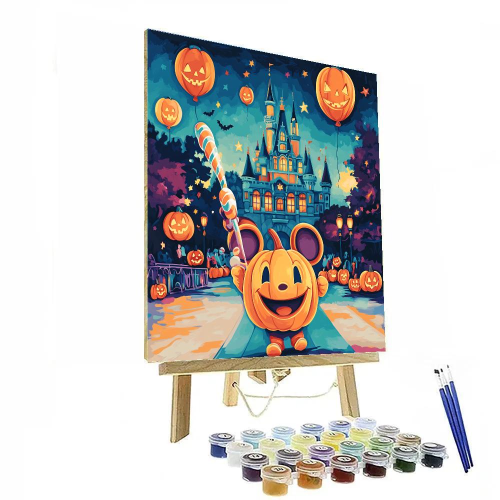 Starlit Pumpkin Parade At The Storybook Castle paint by color