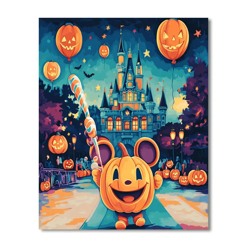Starlit Pumpkin Parade At The Storybook Castle paint by color