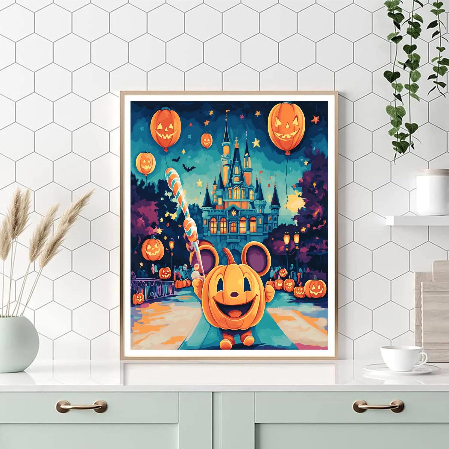 Starlit Pumpkin Parade At The Storybook Castle paint by color
