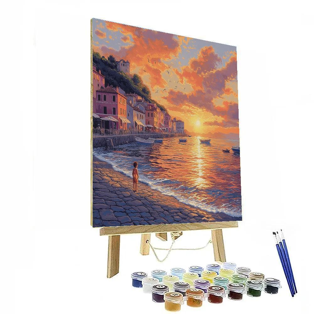 Luca Sea To Shore Sunset Moment Disney Inspired paint by numbers