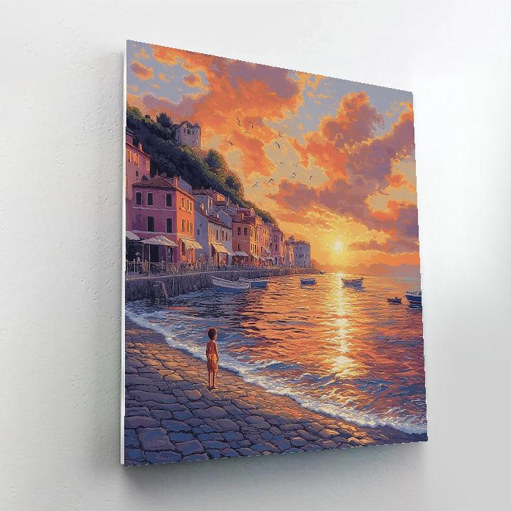 Luca Sea To Shore Sunset Moment Disney Inspired paint by numbers