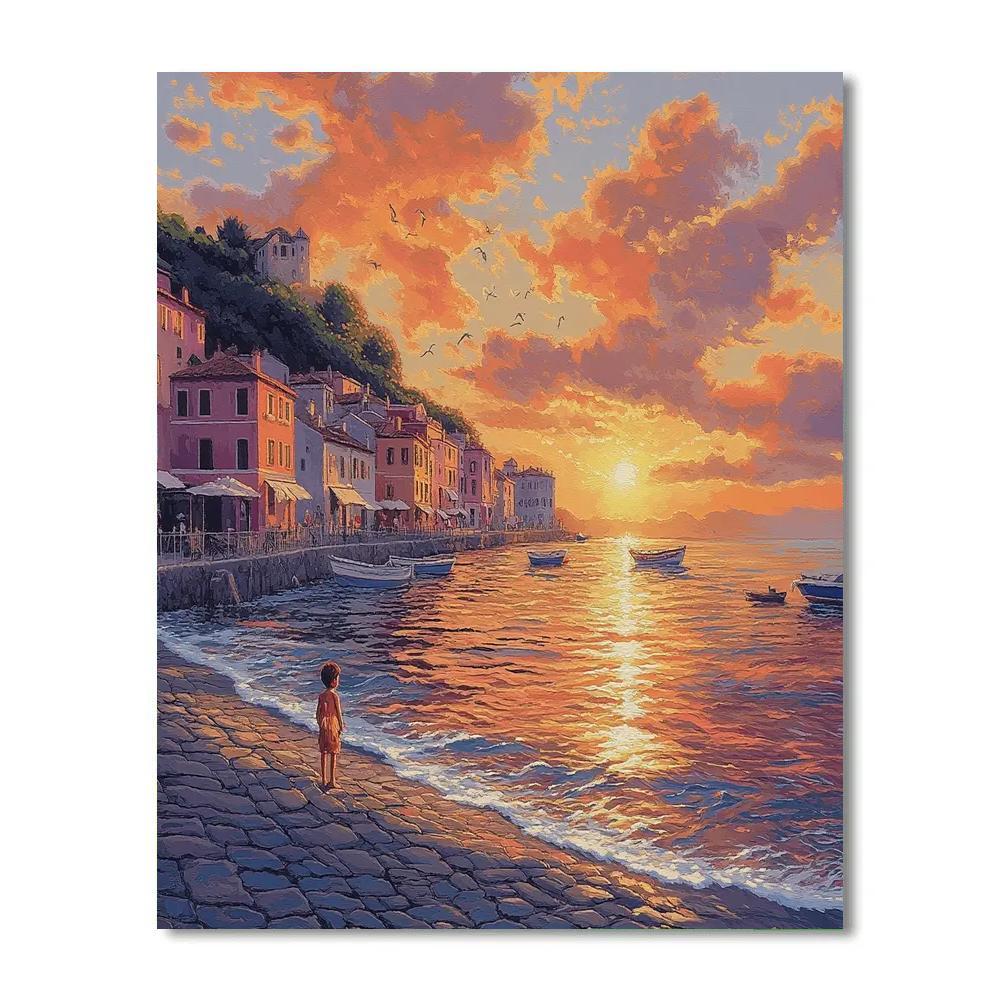 Luca Sea To Shore Sunset Moment Disney Inspired paint by numbers