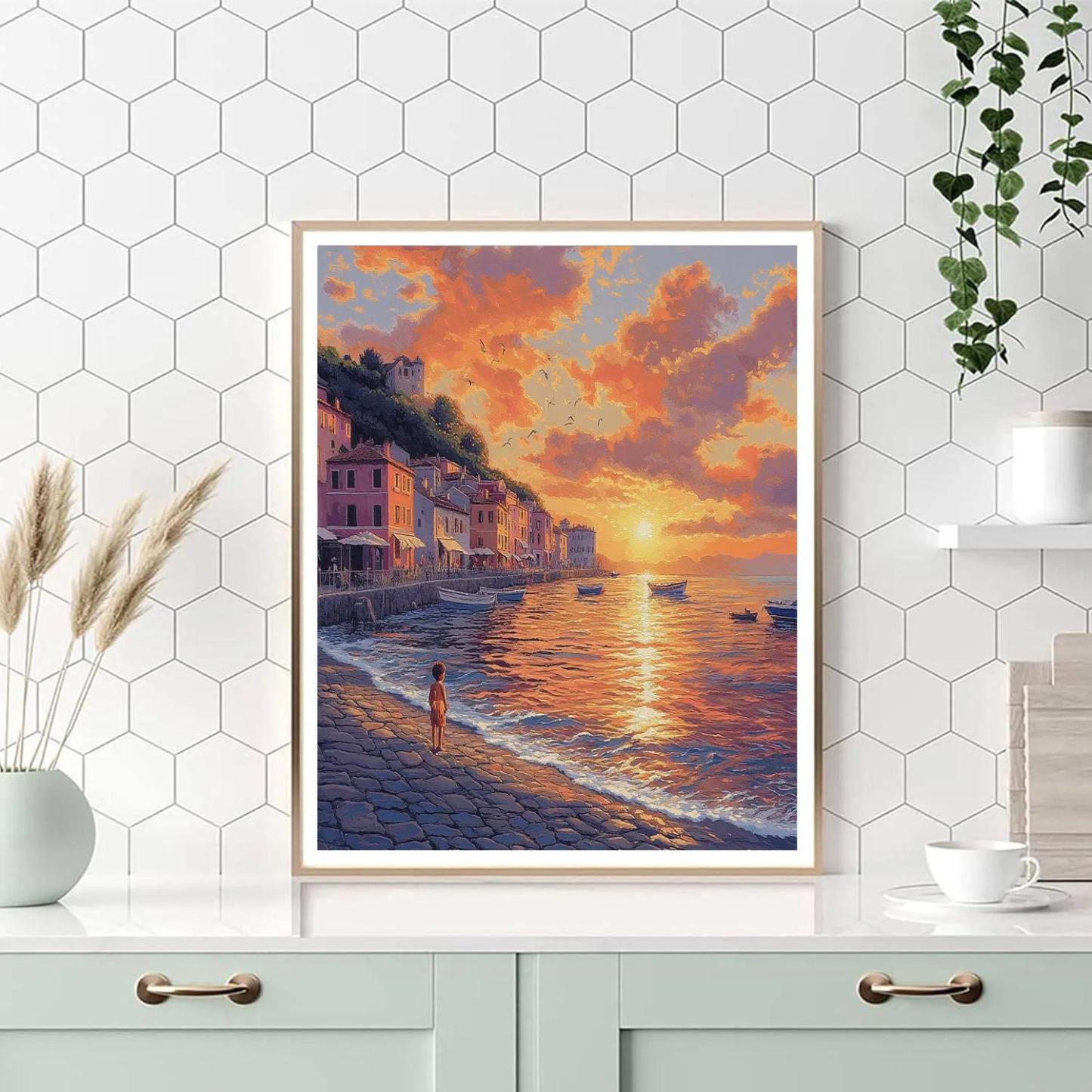 Luca Sea To Shore Sunset Moment Disney Inspired paint by numbers