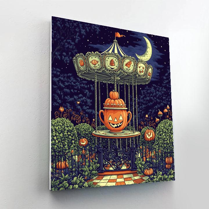 Haunted Teacup Carousel In The Moonlit Garden Paint by numbers art