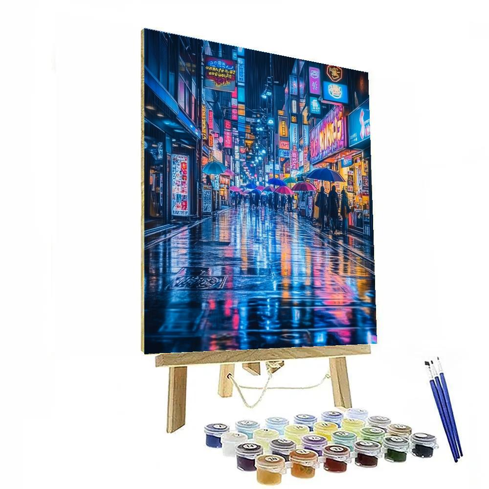 Neon Reflections On Namba Streets Osaka Japan Number painting