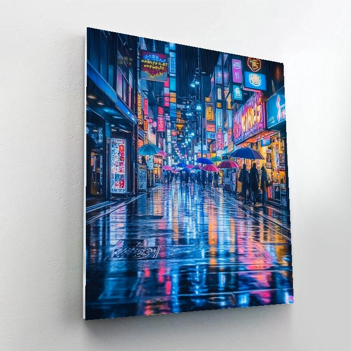 Neon Reflections On Namba Streets Osaka Japan Number painting