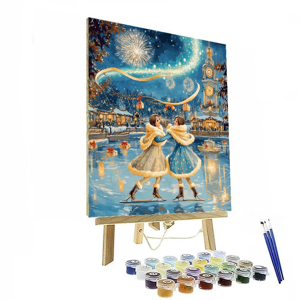 Aurora Ribbon Skate Night On Fantasy Lagoon Number painting