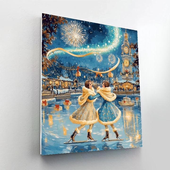 Aurora Ribbon Skate Night On Fantasy Lagoon Number painting