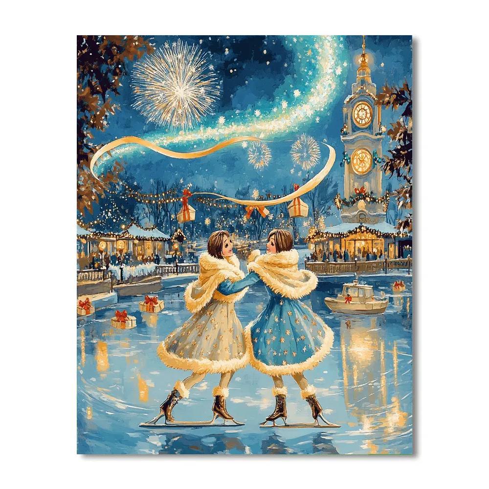 Aurora Ribbon Skate Night On Fantasy Lagoon Number painting