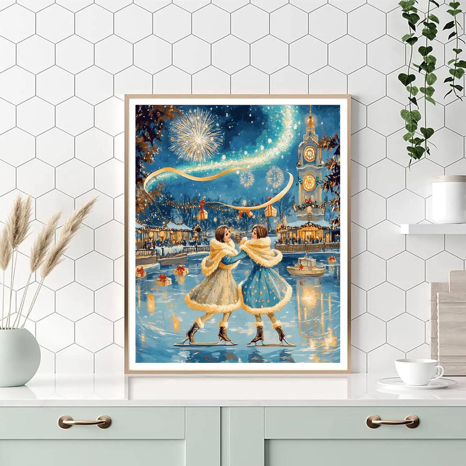 Aurora Ribbon Skate Night On Fantasy Lagoon Number painting