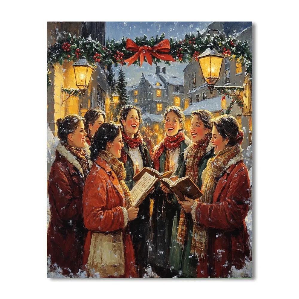 Holly Ribbon Choir paint by numbers