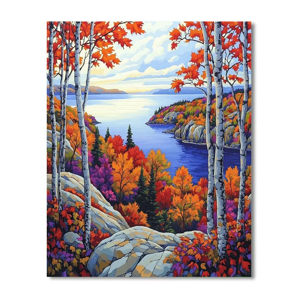 Franklin Carmichael Inspired Autumn Ridge And Shimmering Bay DIY paint by numbers