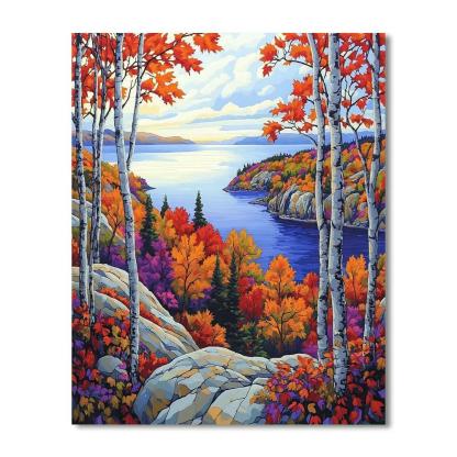 Franklin Carmichael Inspired Autumn Ridge And Shimmering Bay DIY paint by numbers