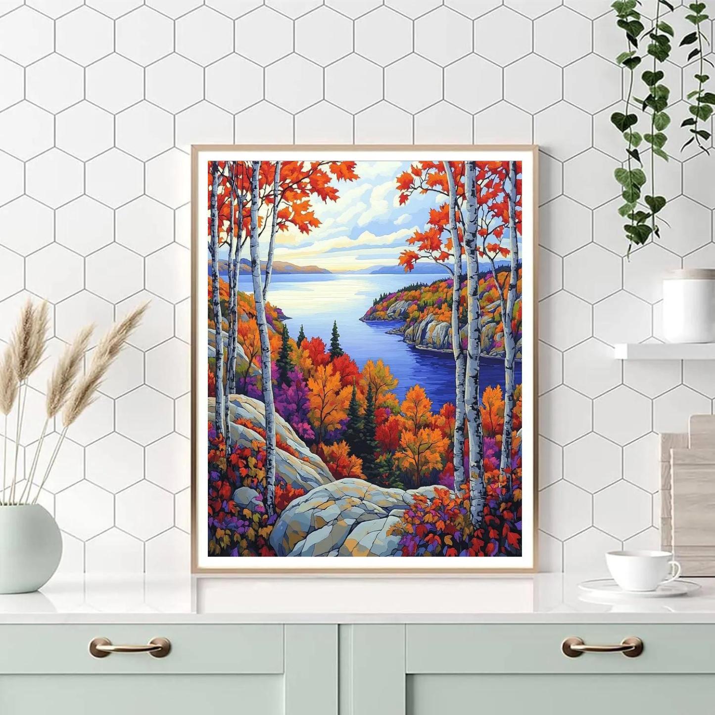 Franklin Carmichael Inspired Autumn Ridge And Shimmering Bay DIY paint by numbers