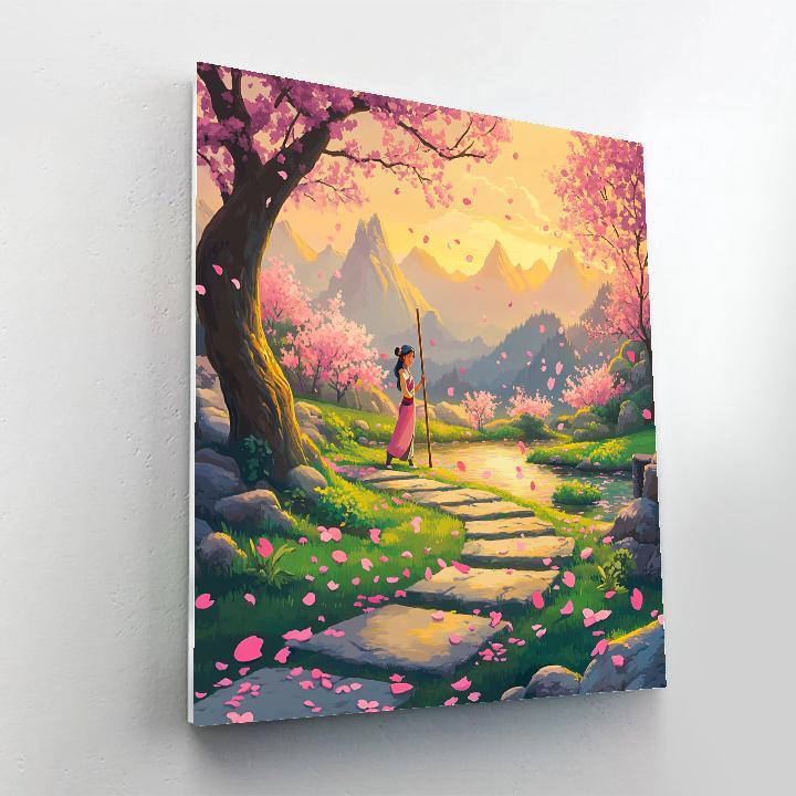 Mulan Blossom Training Morning Disney Inspired paint by number