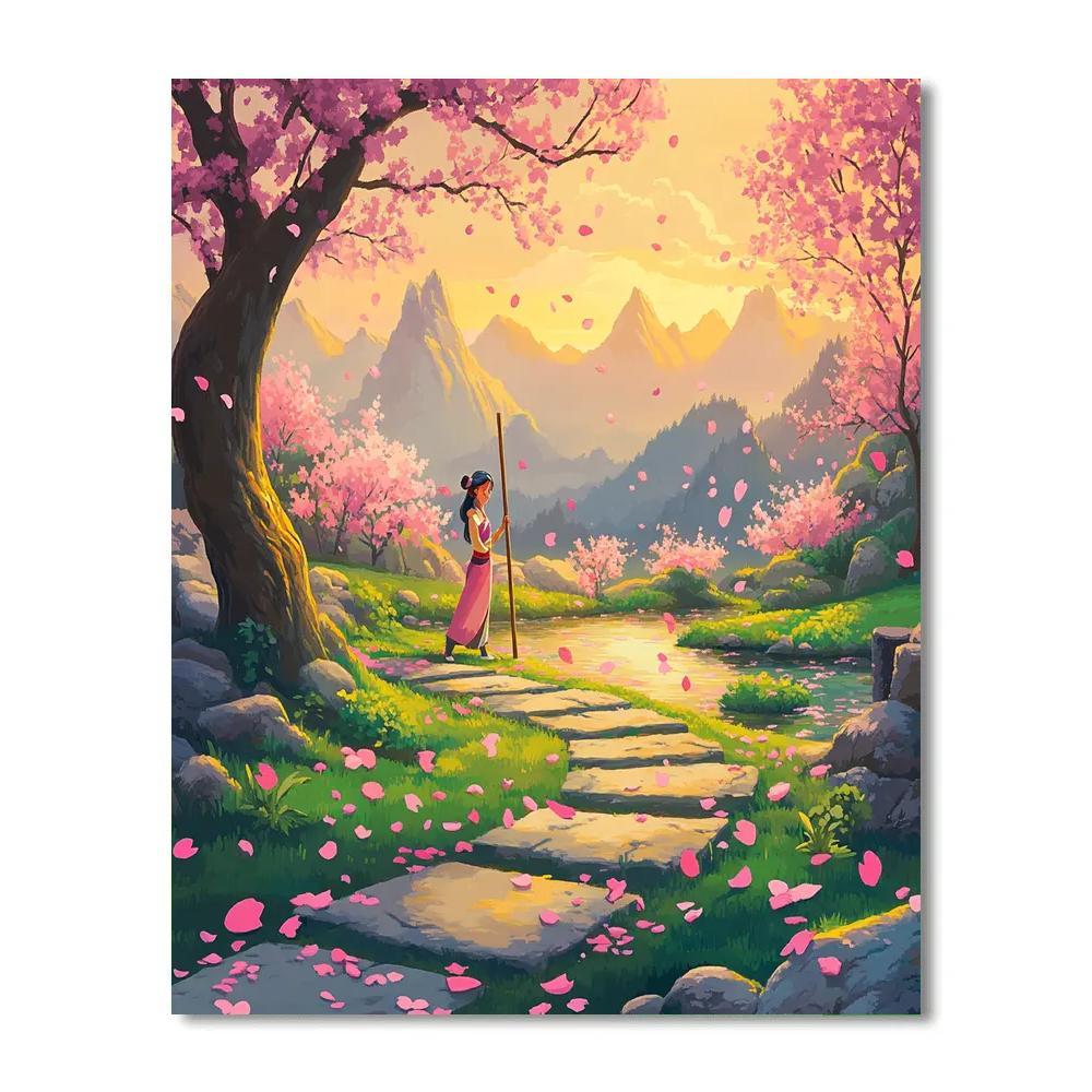 Mulan Blossom Training Morning Disney Inspired paint by number
