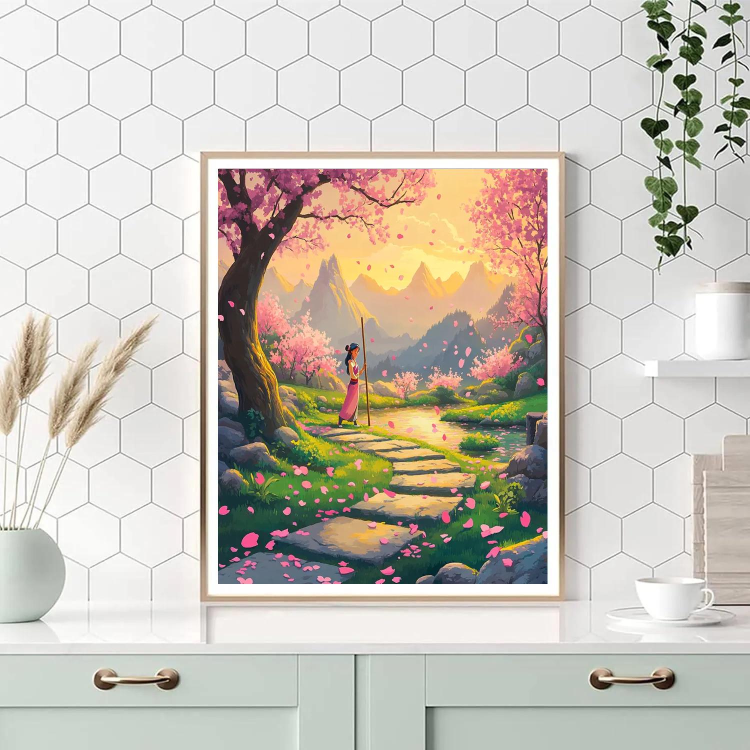 Mulan Blossom Training Morning Disney Inspired paint by number
