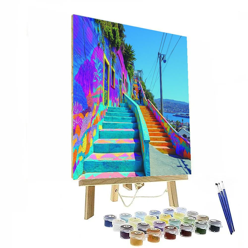 Street Art Lanes Of Valparaiso Hillside Chile DIY paint by numbers