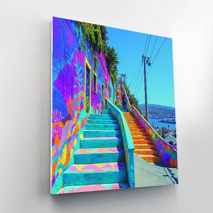 Street Art Lanes Of Valparaiso Hillside Chile DIY paint by numbers