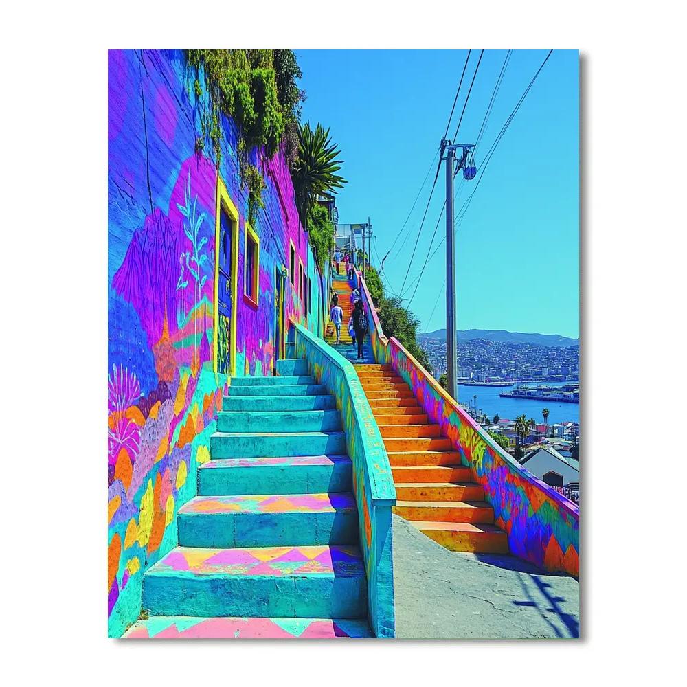 Street Art Lanes Of Valparaiso Hillside Chile DIY paint by numbers