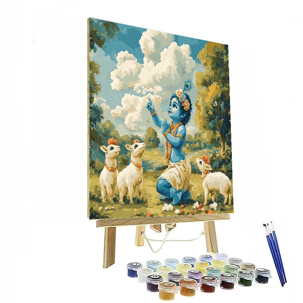 Krishna Reading Clouds To Calves DIY paint by numbers