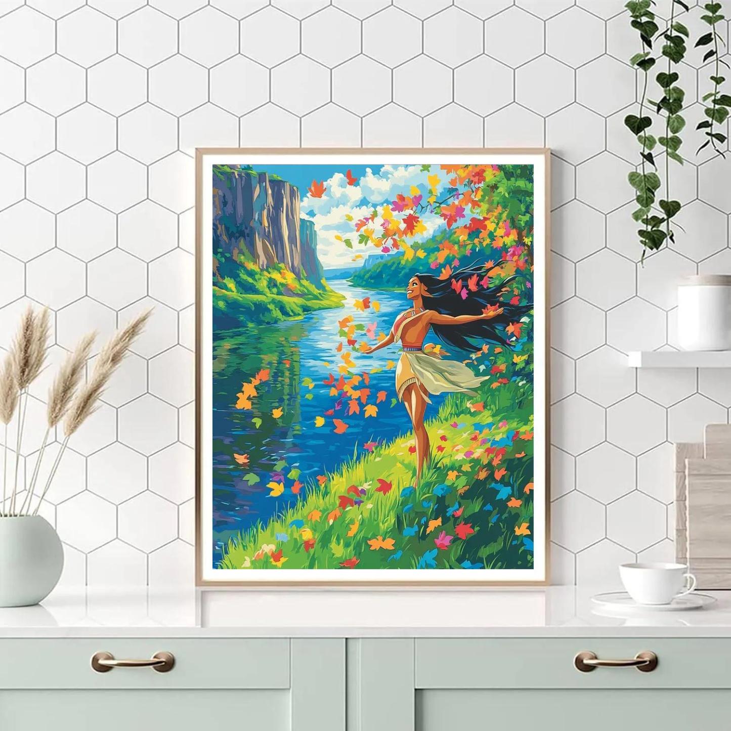 Pocahontas Riverbank Wind Whispers Disney Inspired paint by number