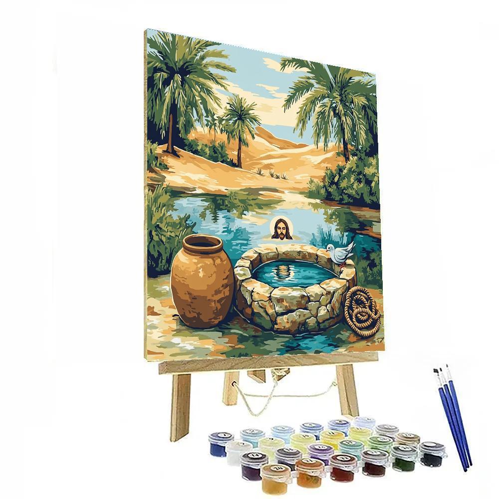 Desert Well With Jesus Reflection paint by color