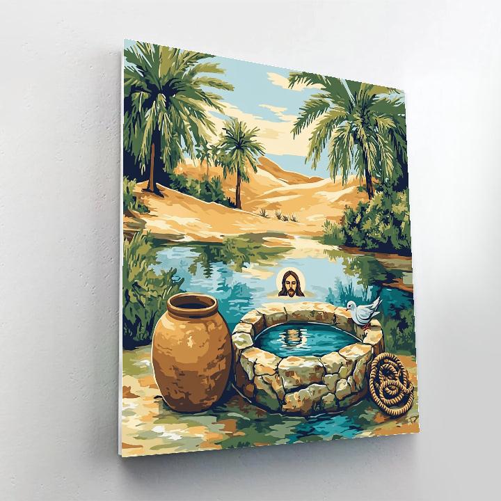 Desert Well With Jesus Reflection paint by color