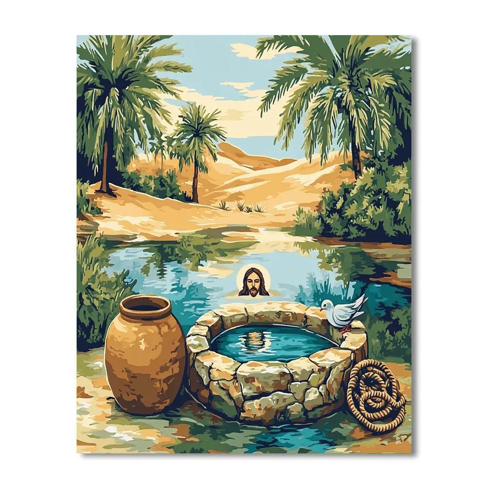 Desert Well With Jesus Reflection paint by color