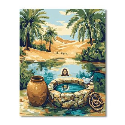 Desert Well With Jesus Reflection paint by color