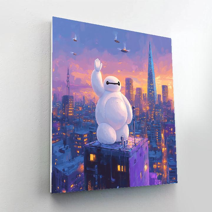 Baymax City Sky Rooftop Care Disney Inspired Paint by numbers art