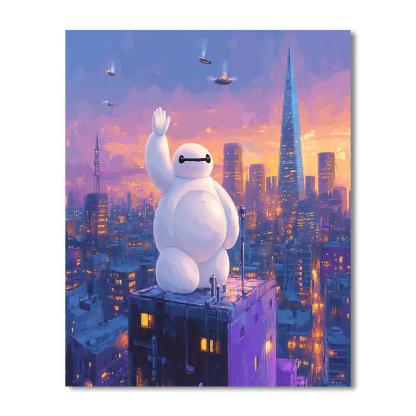 Baymax City Sky Rooftop Care Disney Inspired Paint by numbers art