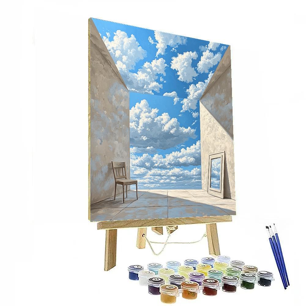 René Magritte Inspired Cloud Filled Room DIY paint by numbers